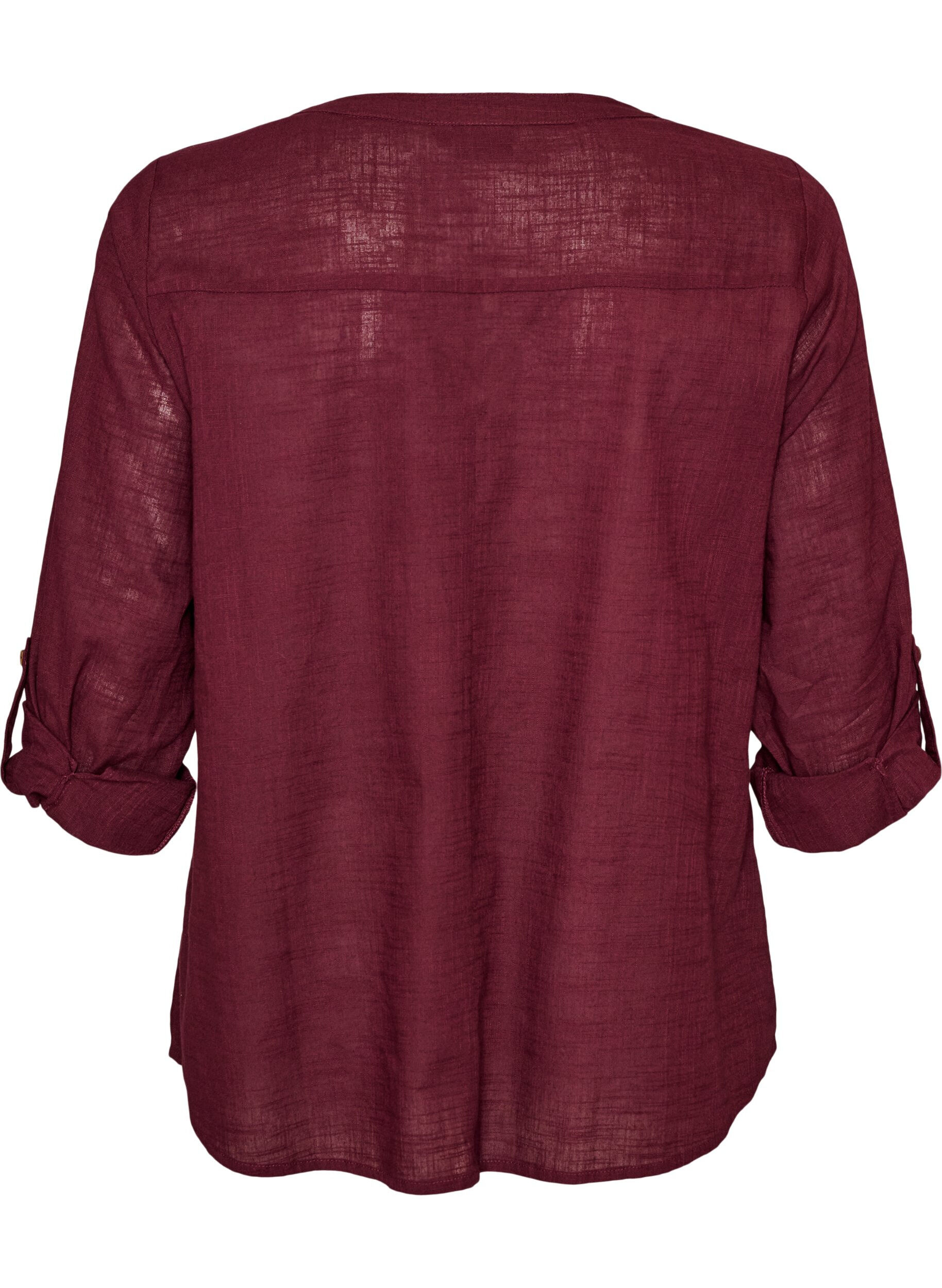 ZizziKatoenen blouse met een V-hals, Rood, Packshot image number 1