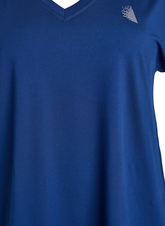 T-shirt de sport ample avec col en v, Bleu, Packshot image number 2