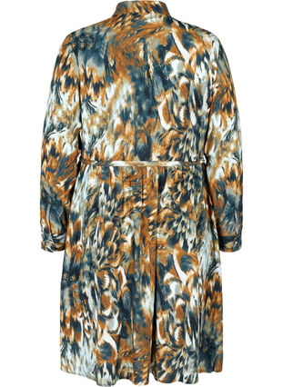 Viscose blouse jurk met print en verstelbare taille, Rubber AOP, Packshot image number 1