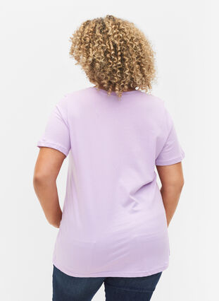 T-shirt en coton à manches courtes avec imprimé, Lavendula LOVE, Model image number 1