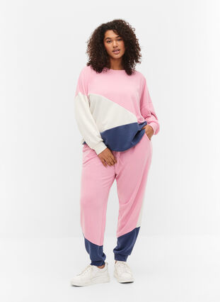 Sweatshirt avec couleurs vives, C. Pink C. Blocking, Model image number 2