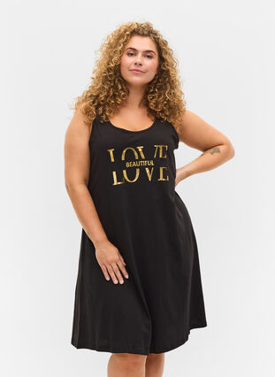 Robe à A-ligne , Black LOVE, Model image number 0
