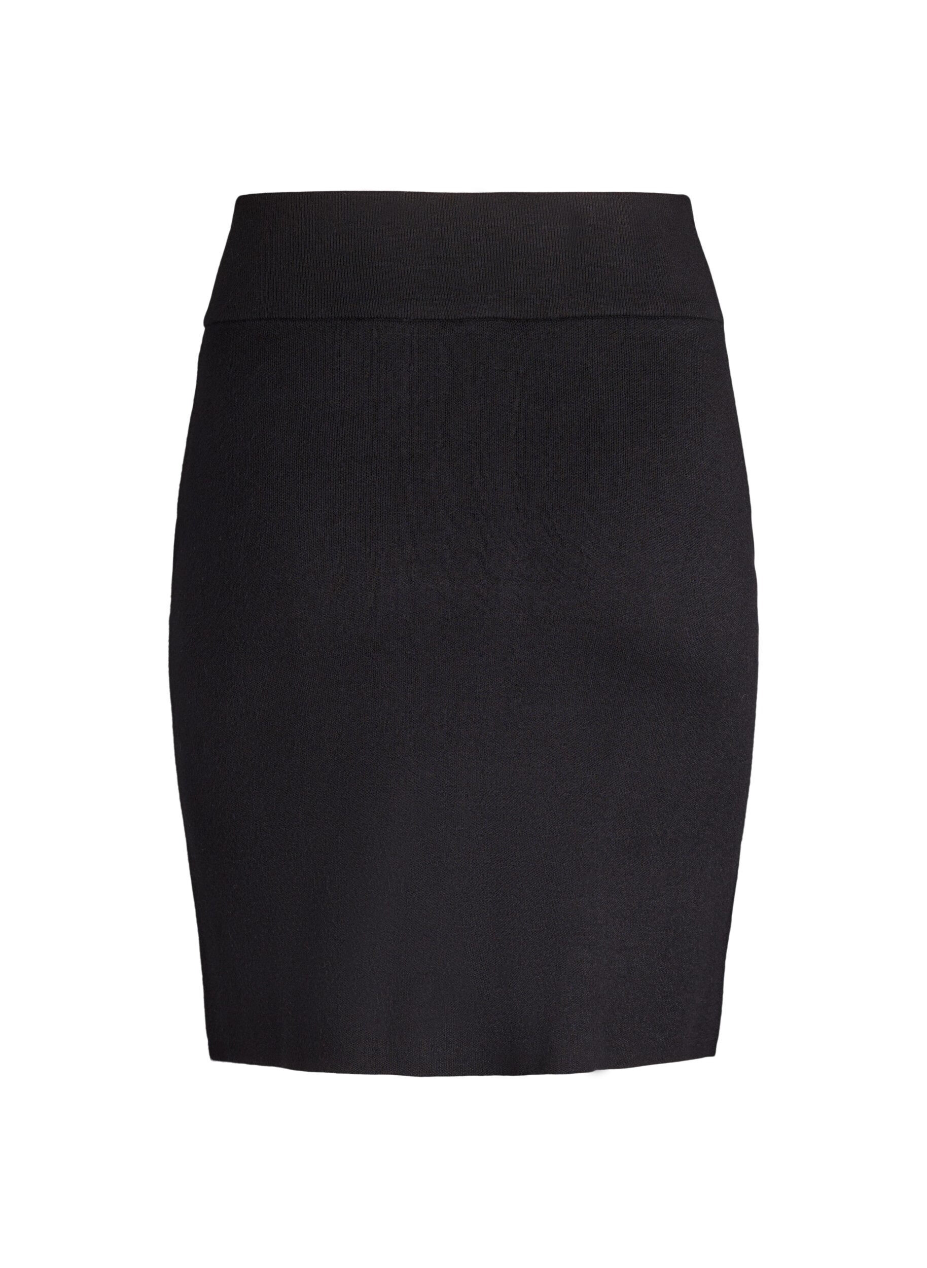 ZizziKorte gebreide rok met een brede tailleband, Zwart, Packshot image number 1