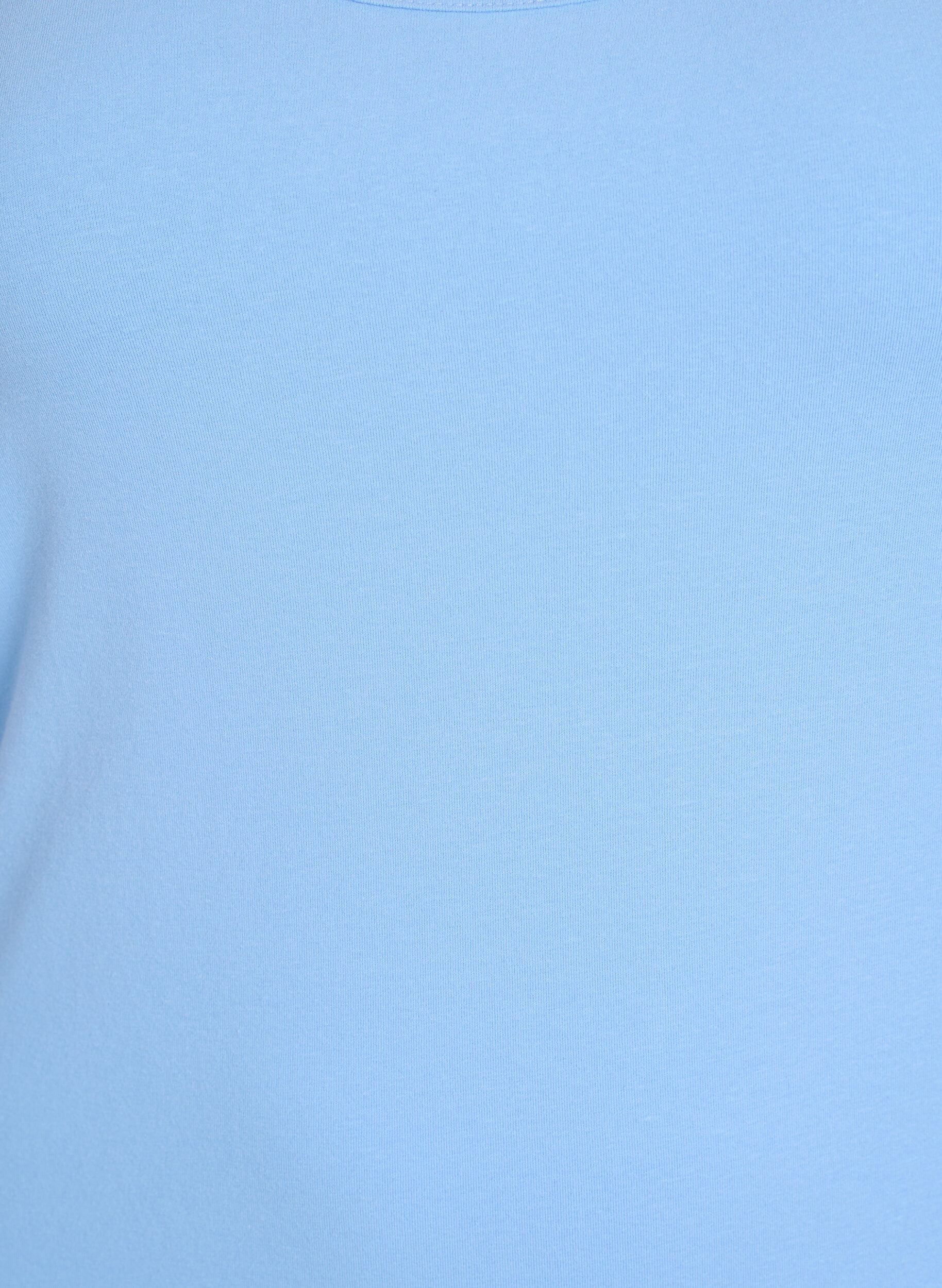 Zizzi Haut basique en coton, Bleu Clair, Packshot image number 2
