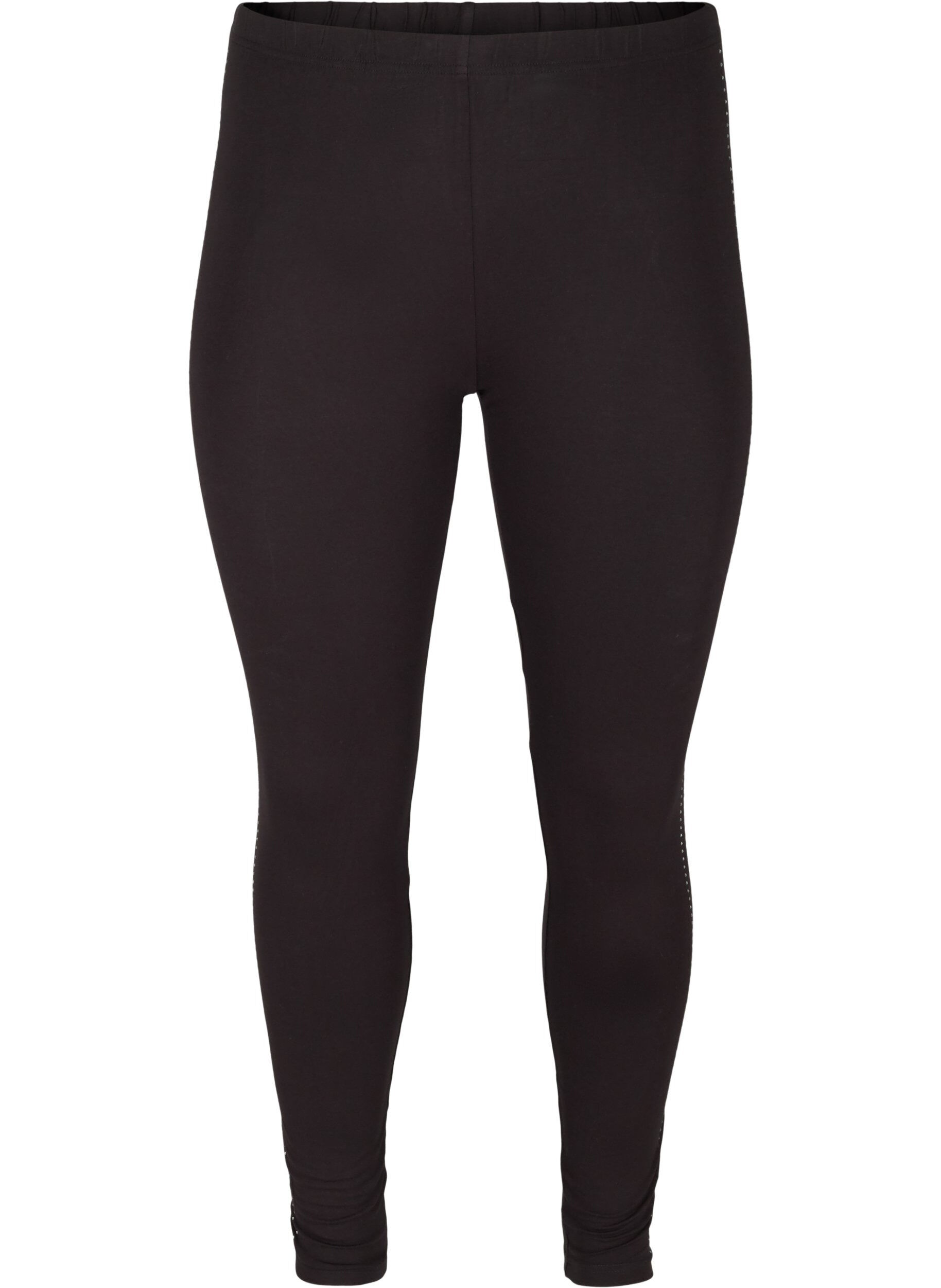 ZizziViscose legging met steentjes in de zijkant, Black, Packshot image number 0