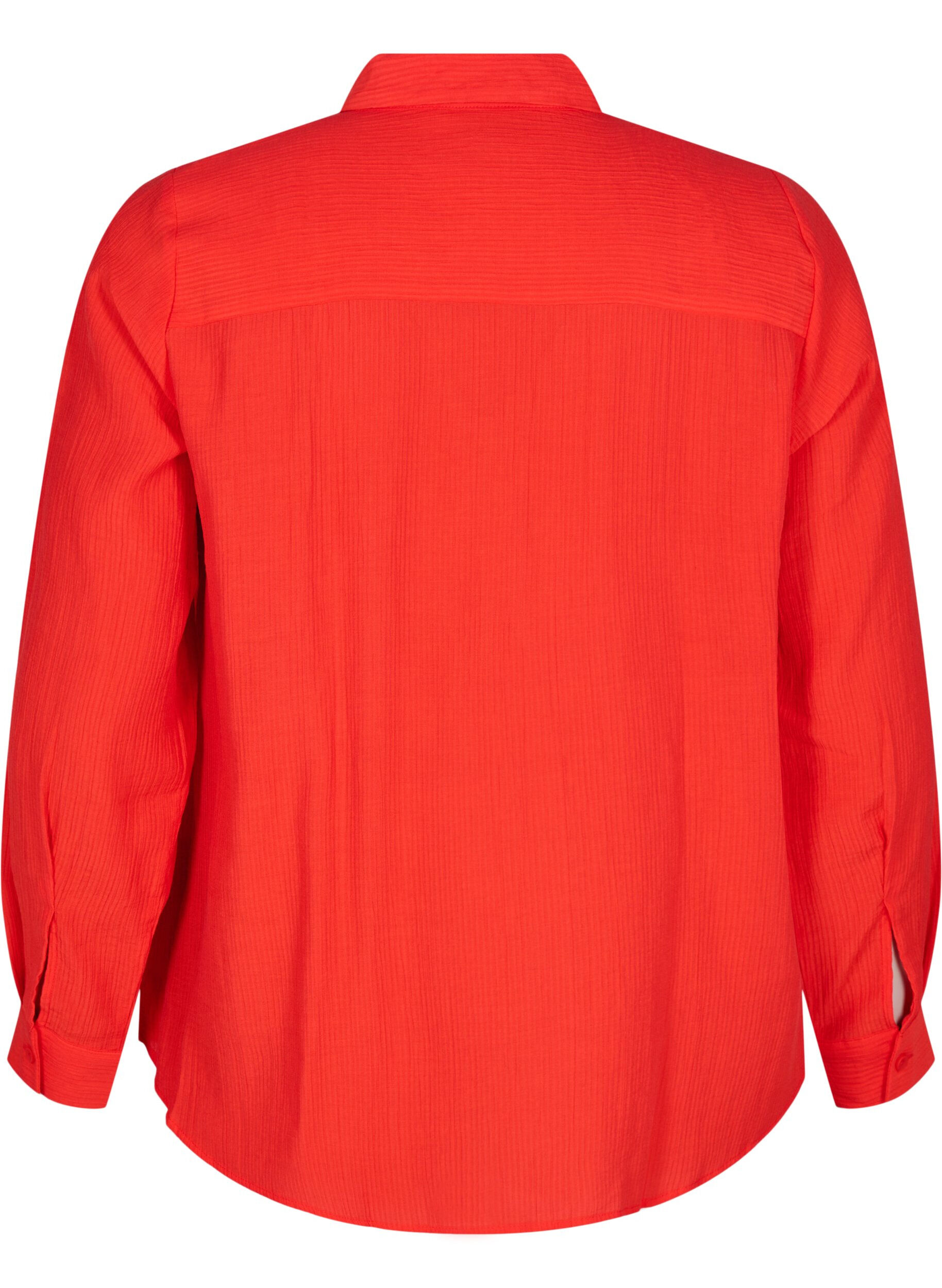 ZizziShirt met een gestreepte textuur, Rood, Packshot image number 1
