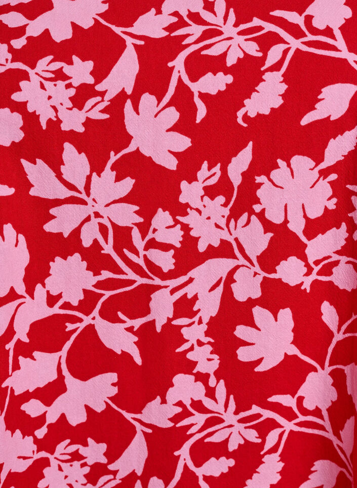 Korte a-lijn jurk met bloemenprint, Rood, Packshot image number 2