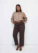 Chemise ample avec col en V, Marron, Model image number 1