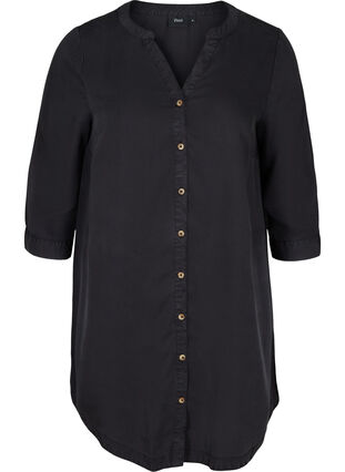 Robe chemise manches 3/4, Black, Packshot image number 0