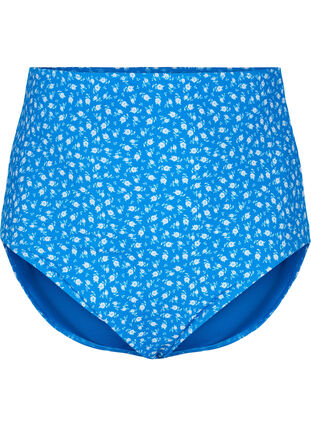 Bikinibroekje met extra hoge taille en bloemenprint, Blue Flower Print, Packshot image number 0