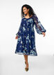 Chiffon feestjurk met lange mouwen, Blauw, Model image number 1