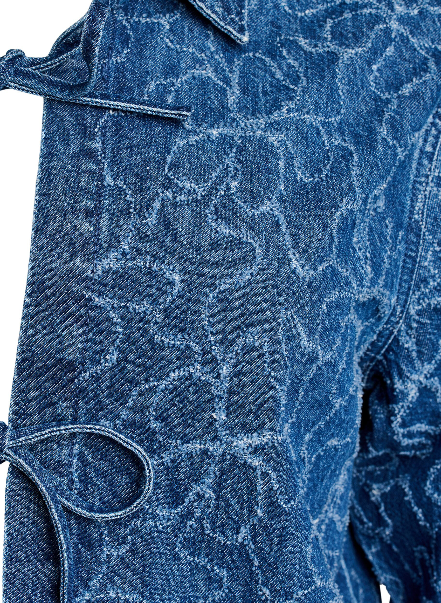 ZizziSpijkerjack met striksluiting en zakken, Blue Denim Destroy, Packshot image number 2