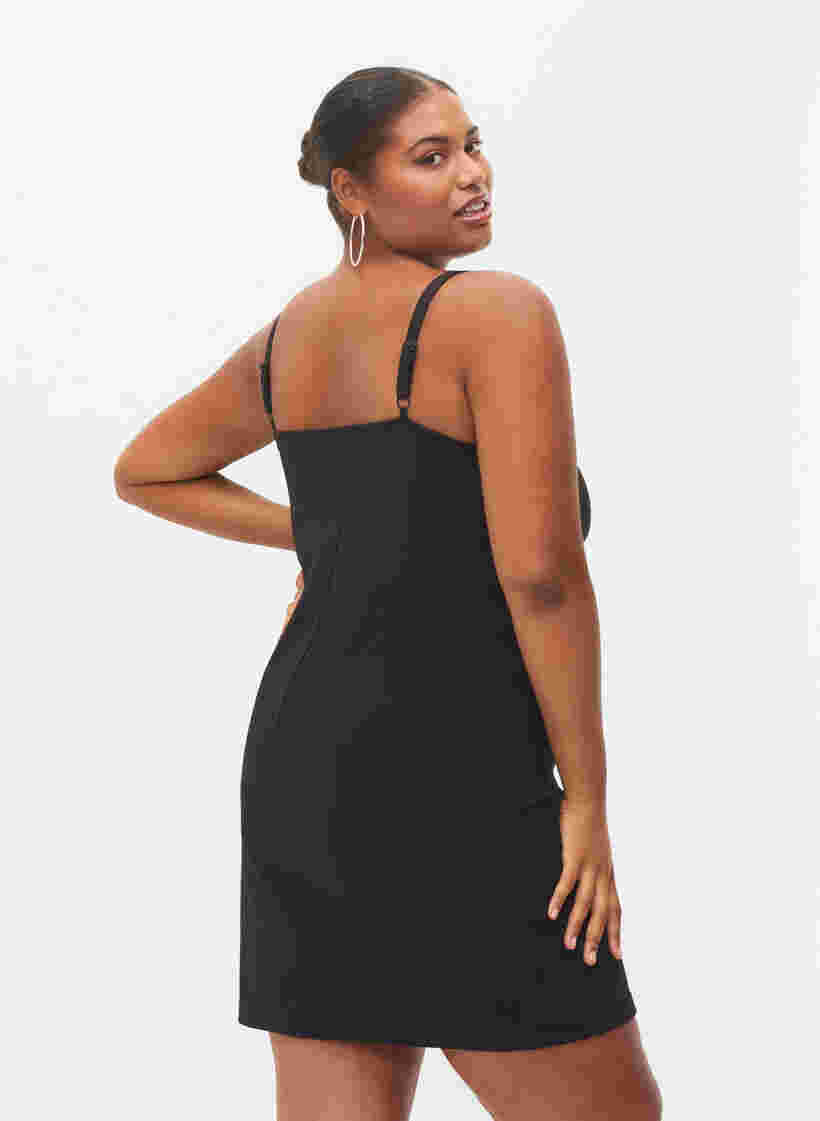 Nauwsluitende jurk met koorddetails, Black, Model image number 1