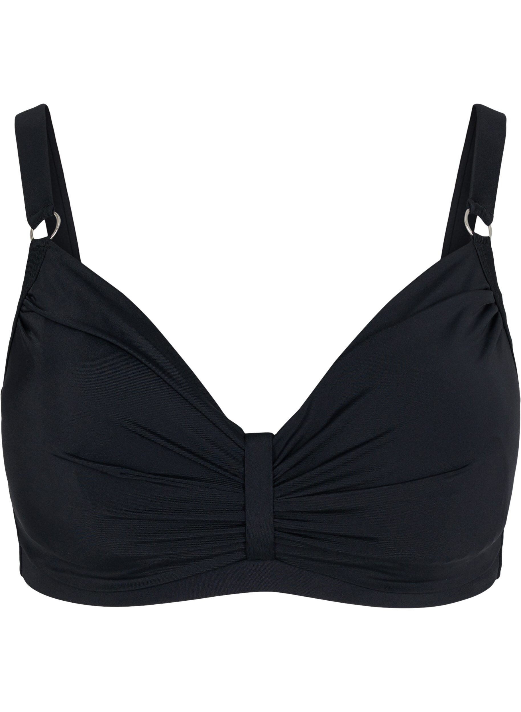ZizziBikini beugelbeha met plooien, Zwart, Packshot image number 0