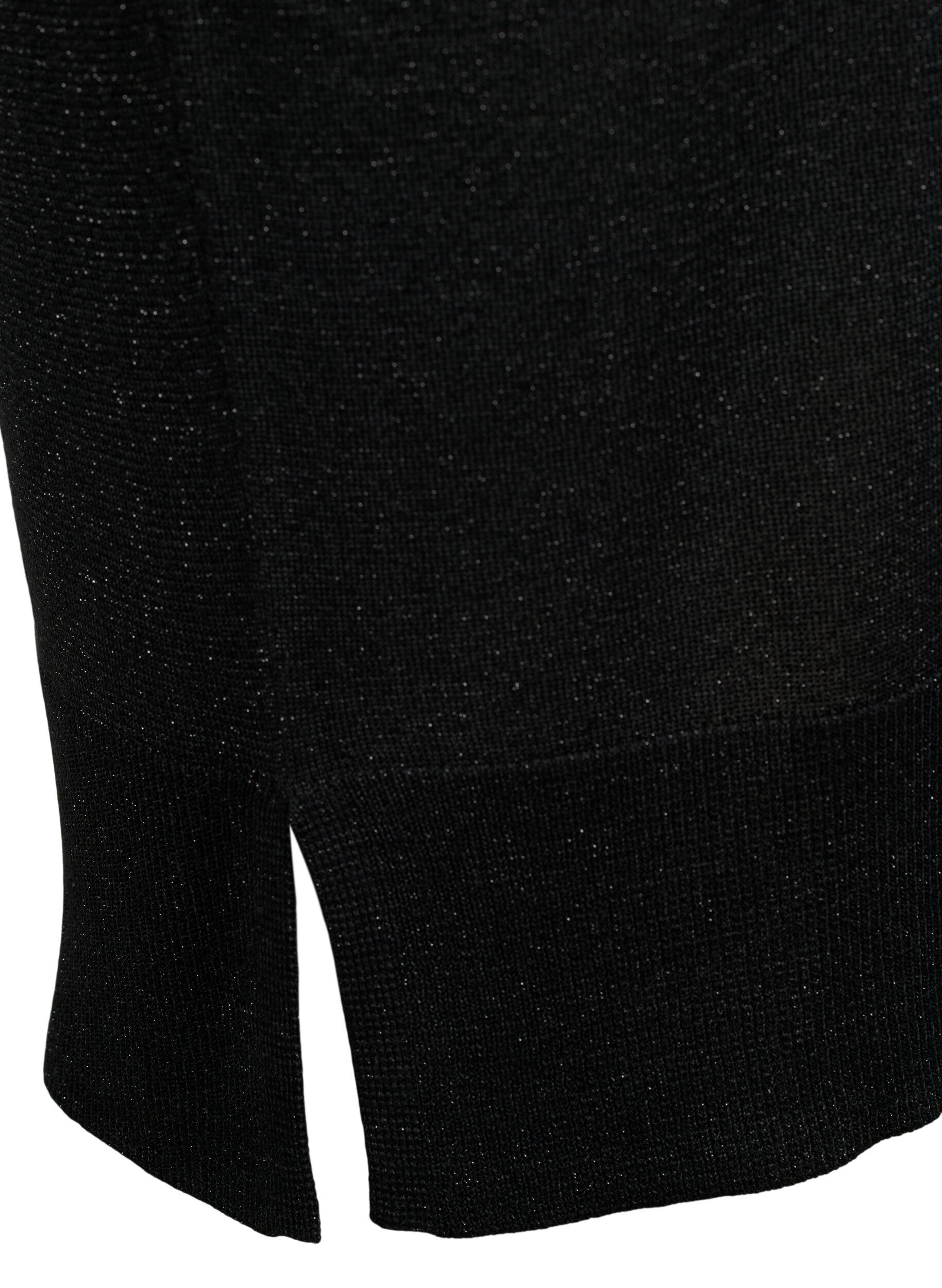 ZizziGebreide jurk van viscose met glitters en splitten, Black w. DTM Lurex, Packshot image number 4
