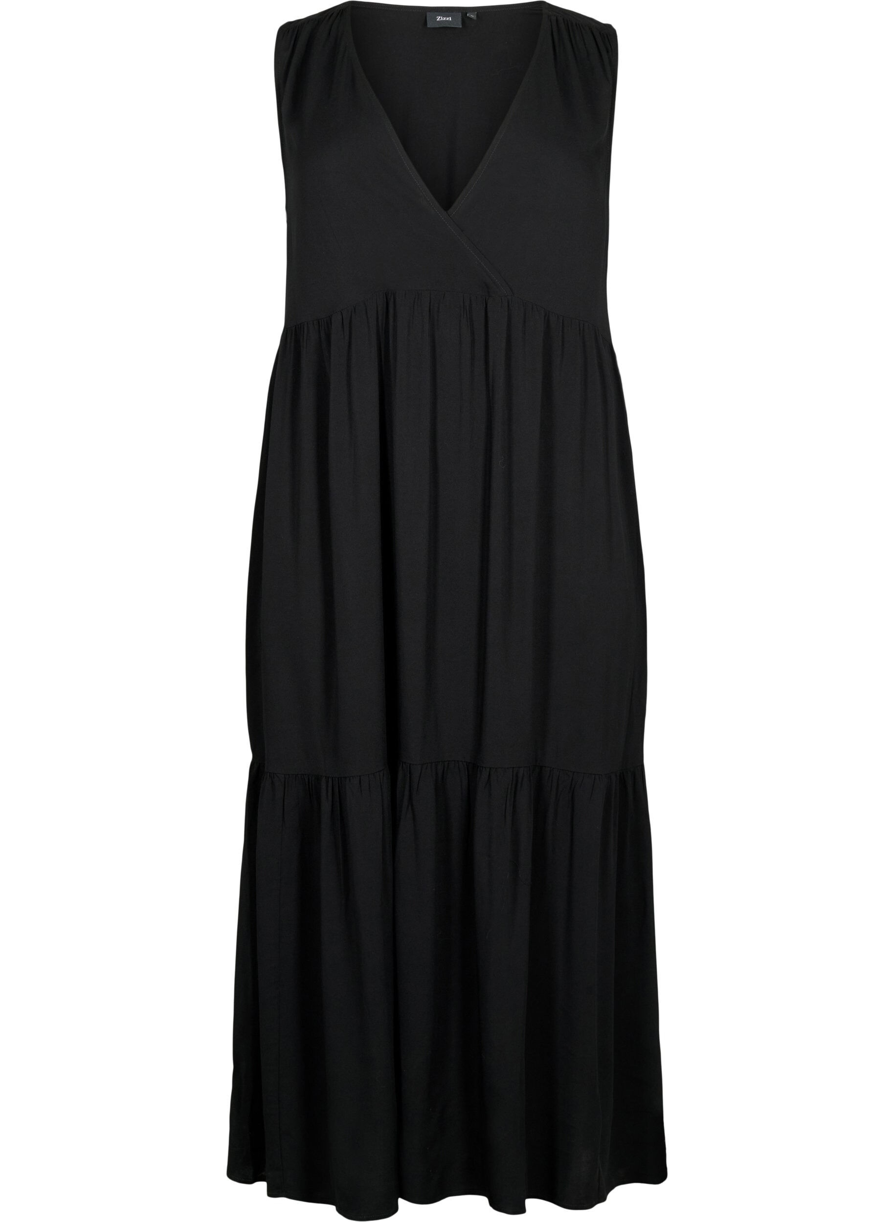 ZizziMouwloze maxi-jurk van viscose, Black, Packshot image number 0