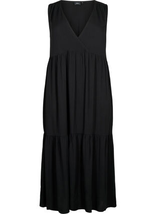 Mouwloze maxi-jurk van viscose, Black, Packshot image number 0