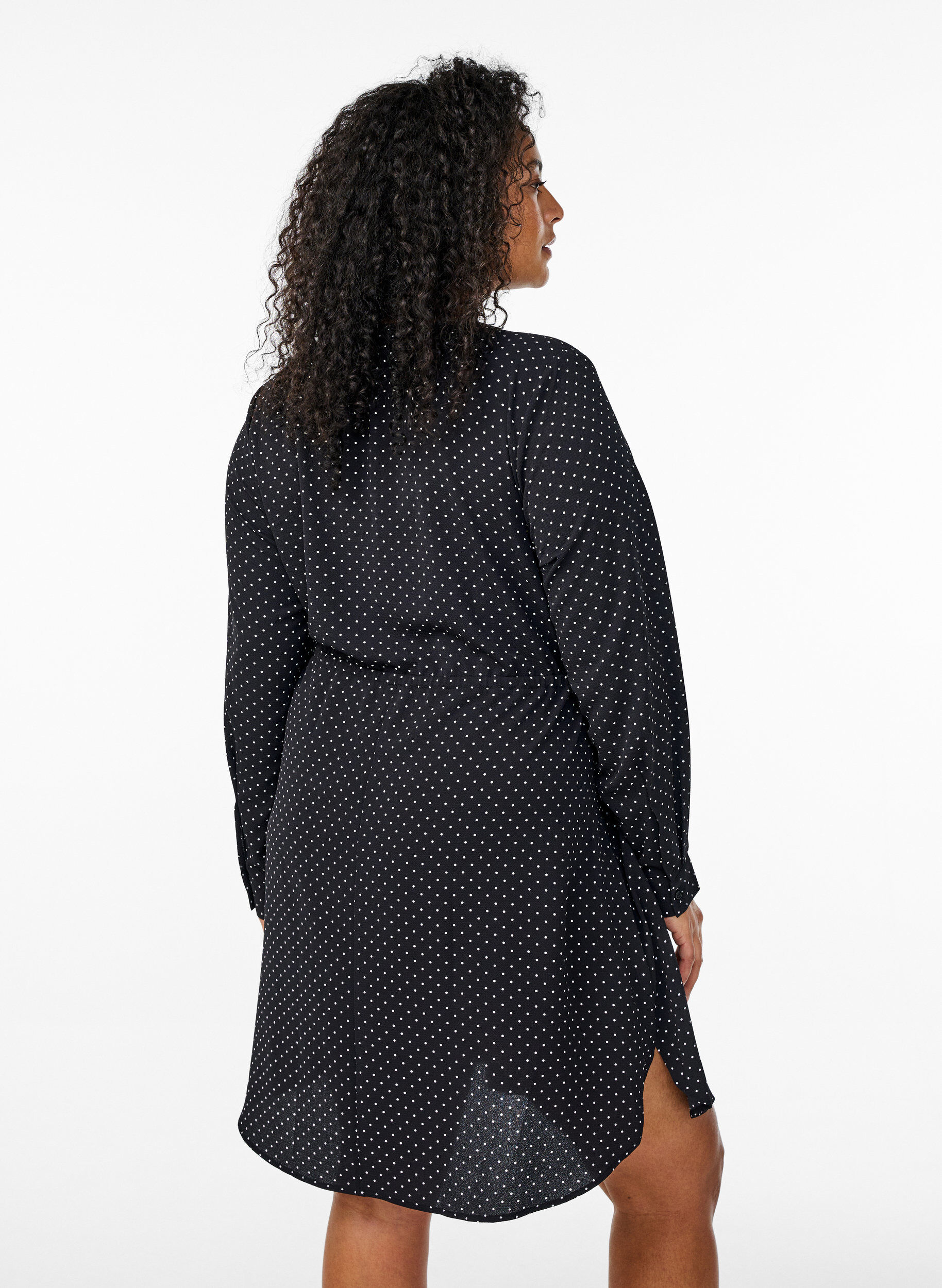 ZizziKnielange jurk met strikceintuur, Zwart, Model image number 2