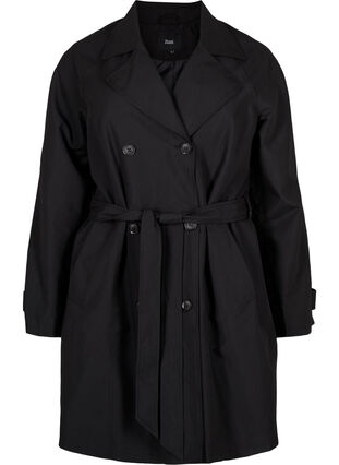 Trench-coat avec ceinture et fente, Black, Packshot image number 0