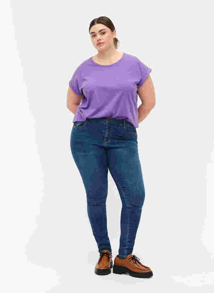 T-shirt à manches courtes en coton mélangé, Deep Lavender, Model image number 2