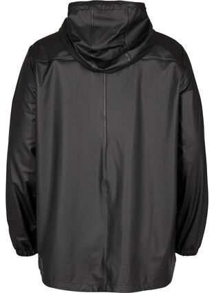 Veste de pluie courte avec capuche et fermeture boutonnée, Black, Packshot image number 1