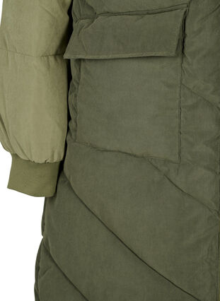 Veste d'hiver longue à capuche avec blocs de couleurs, Forest Night Comb, Packshot image number 3