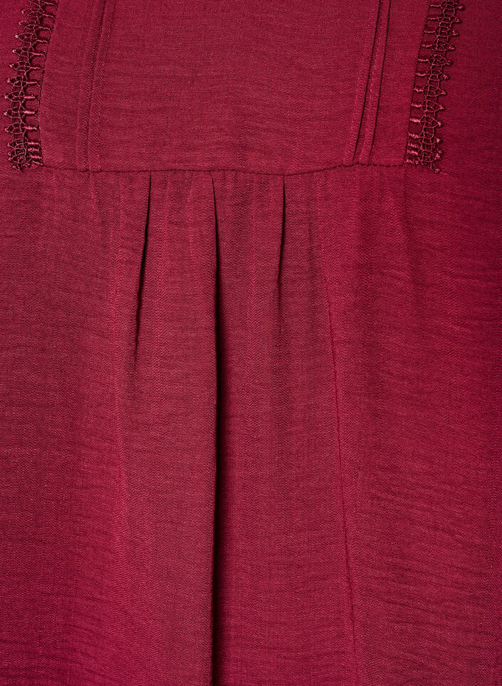 Blouse met V-hals en gehaakte sierband, Rood, Packshot image number 2