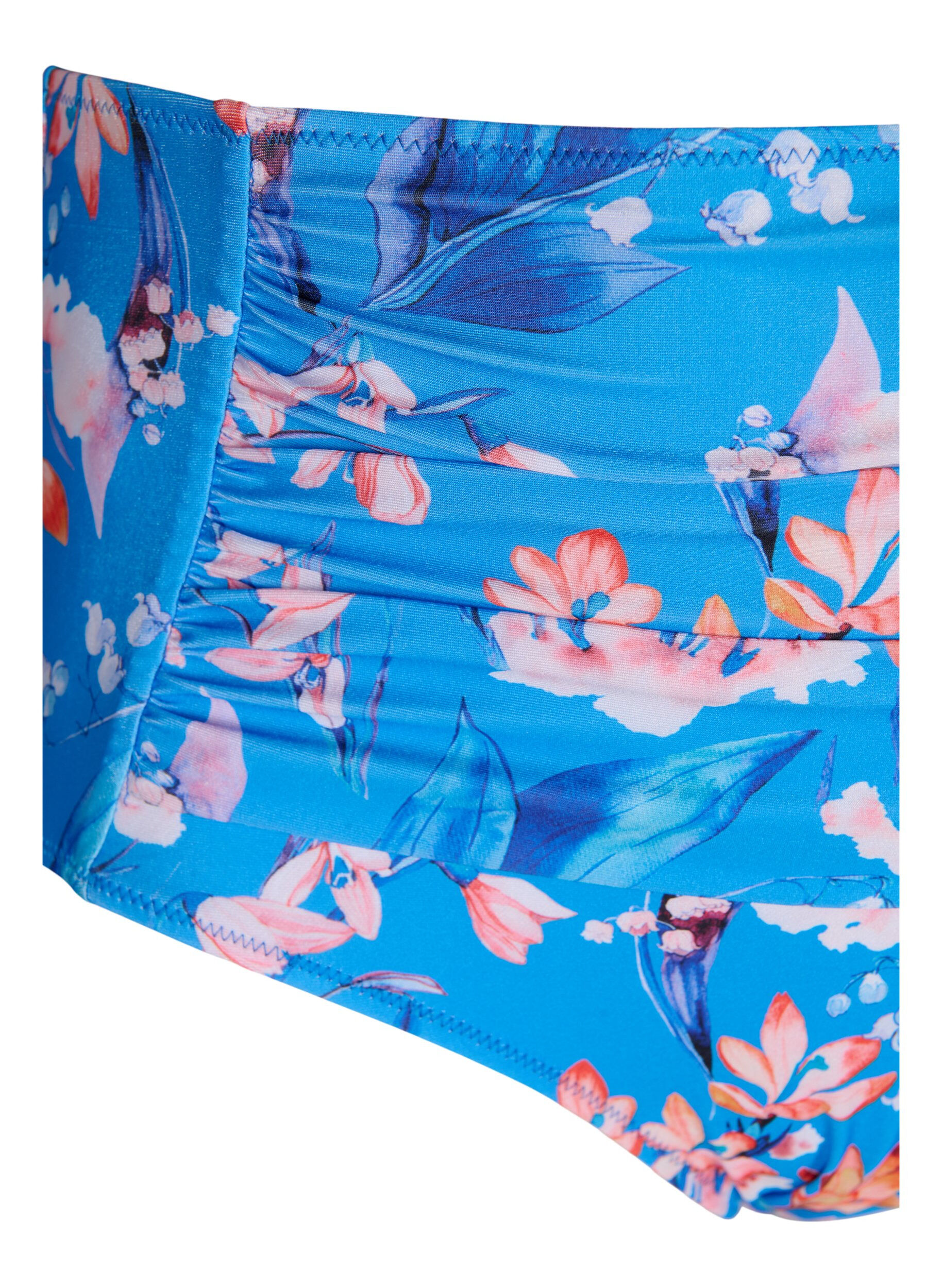 ZizziBikinibroekje met extra hoge taille en print, Blauw, Packshot image number 2