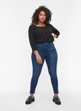 Promotieartikel - Cropped Amy jeans met split, Blue denim, Model image number 0