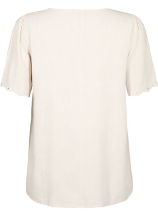 Viscose-linnen blouse met borduurwerk, Moonbeam, Packshot image number 1
