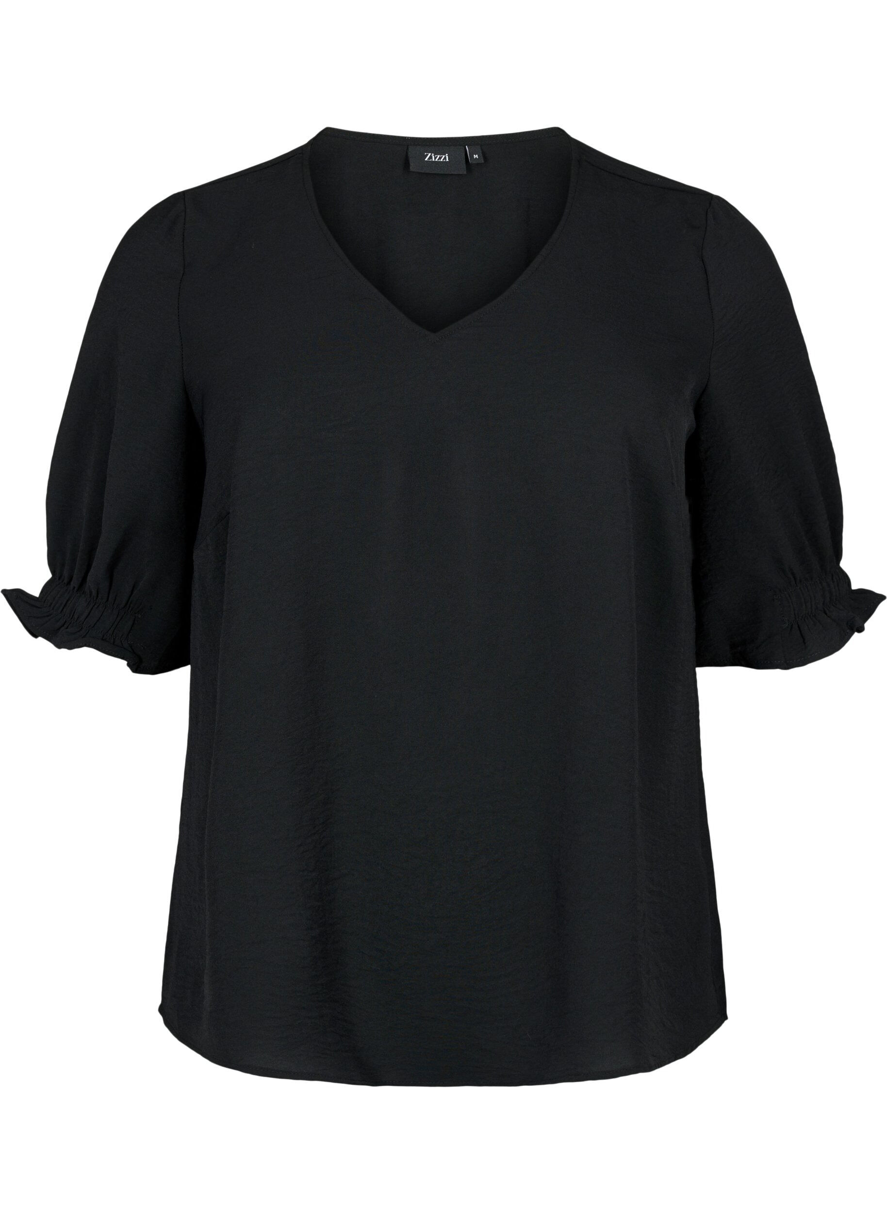 Zizzi Blouse avec col en V , Black, Packshot image number 0