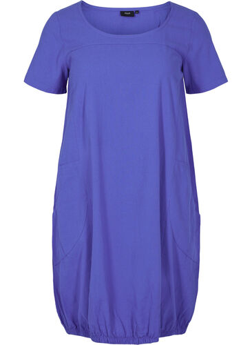 Katoenen jurk met korte mouwen, Dazzling Blue, Packshot image number 0
