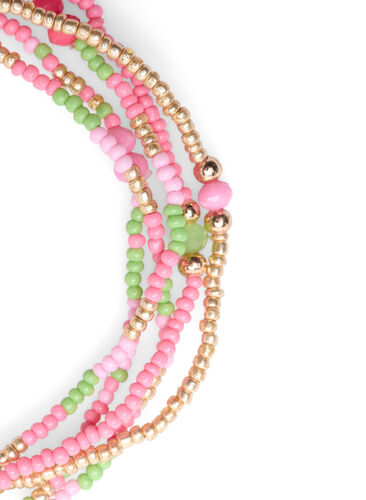 Pack de 5 bracelets en perles, Petrol/Pink Mix, Packshot image number 1