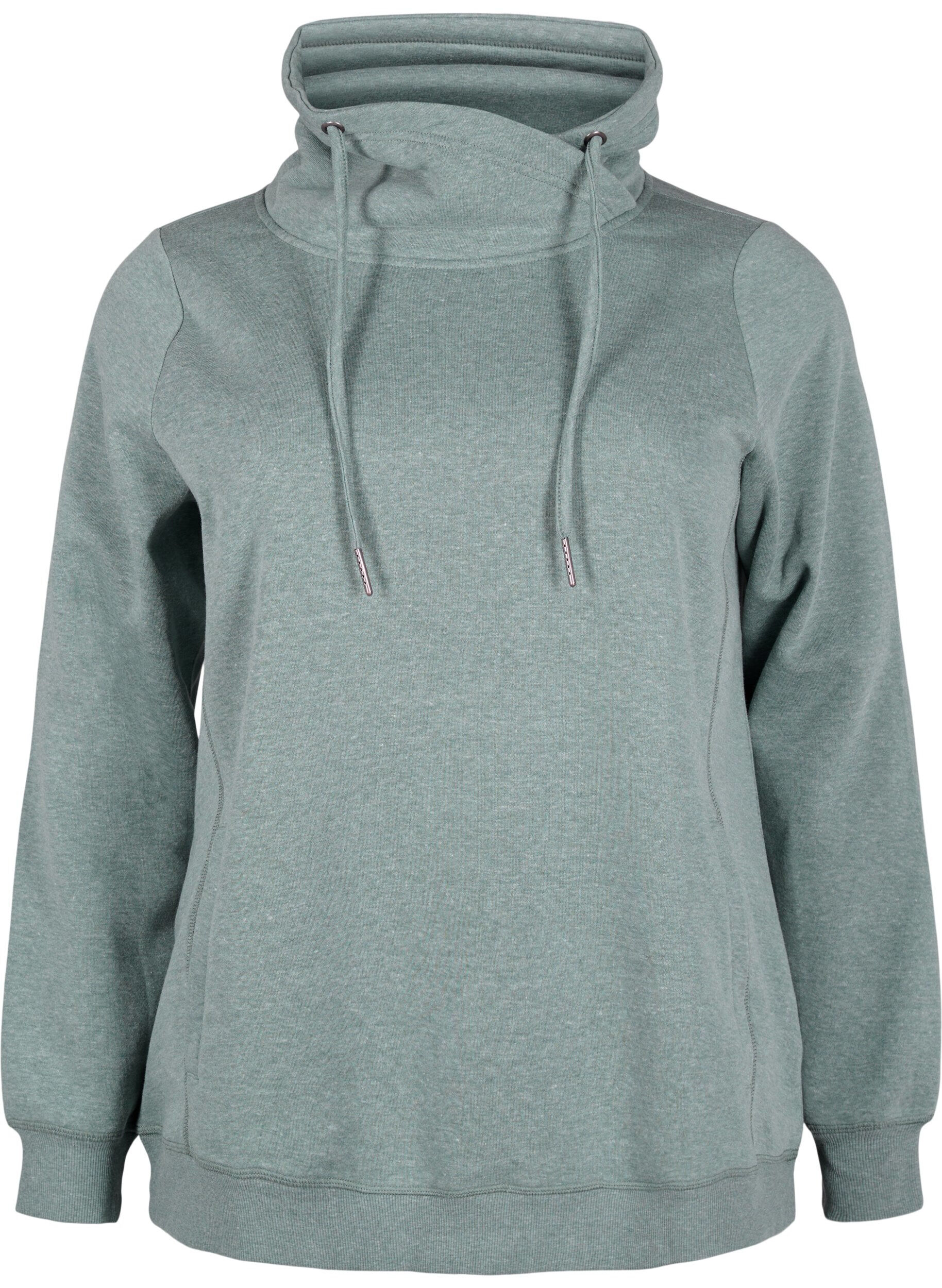 Zizzi FLASH - Sweat-shirt &agrave; col montant, Balsam Green Melange, Packshot image number 0
