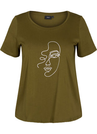 T-shirt met mica opdruk in katoen, Ivy G. Shimmer Face, Packshot image number 0