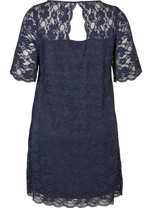 Kanten jurk met korte mouwen, Navy Blazer, Packshot image number 1