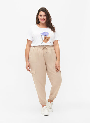 Pantalon ample en viscose avec grandes poches, Oxford Tan, Model image number 0