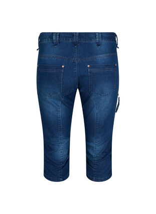 Slim fit capri jeans met zakken, Dark blue denim, Packshot image number 1