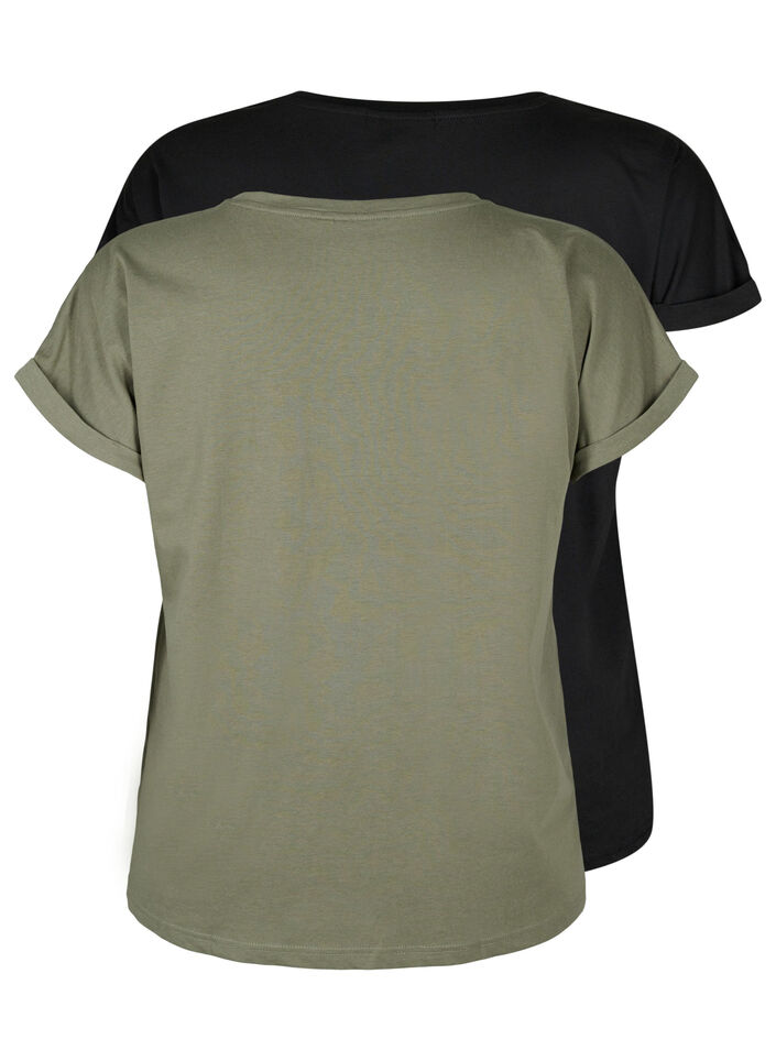 2-pack T-shirts met korte mouwen, Groen, Packshot image number 1