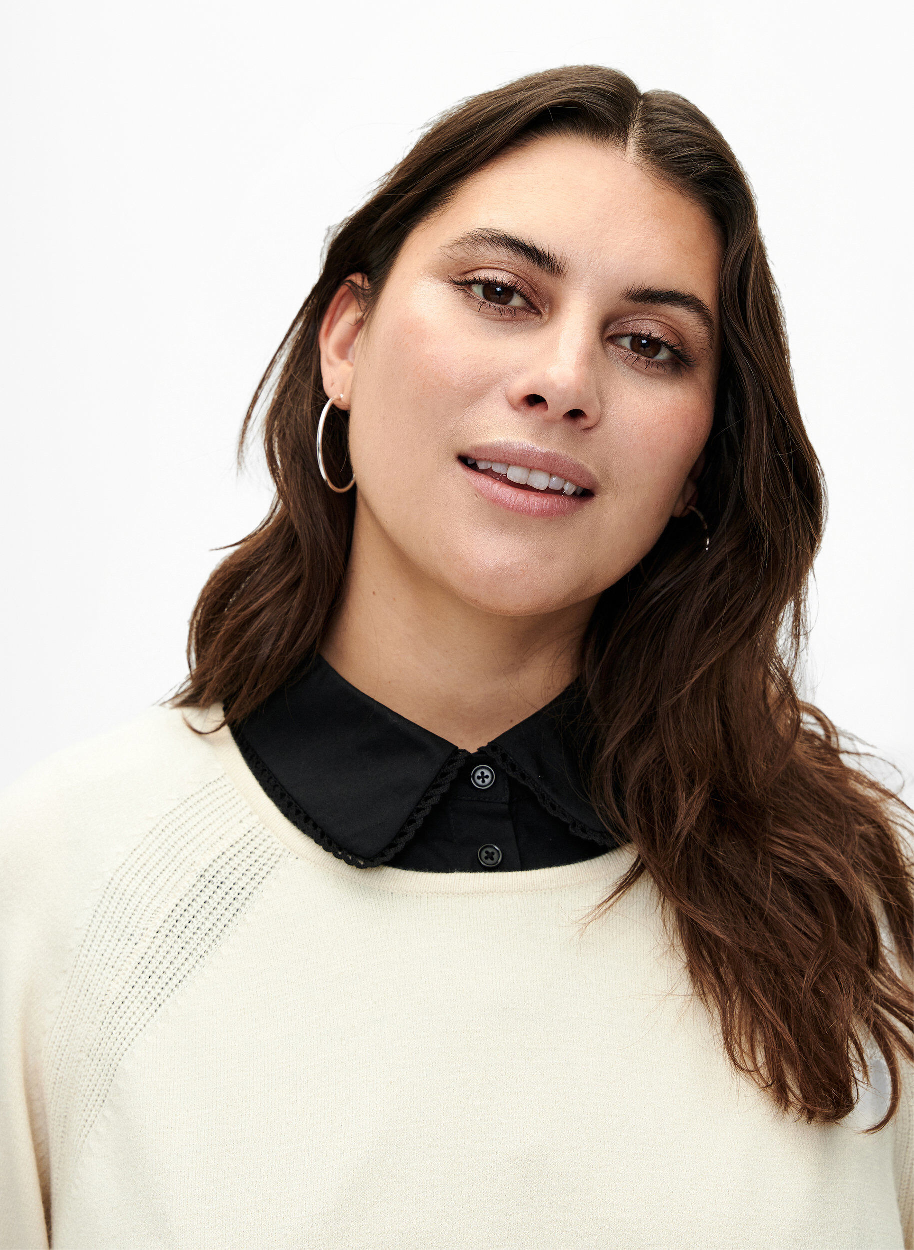 ZizziKraag met kanten lint, Black, Model image number 0