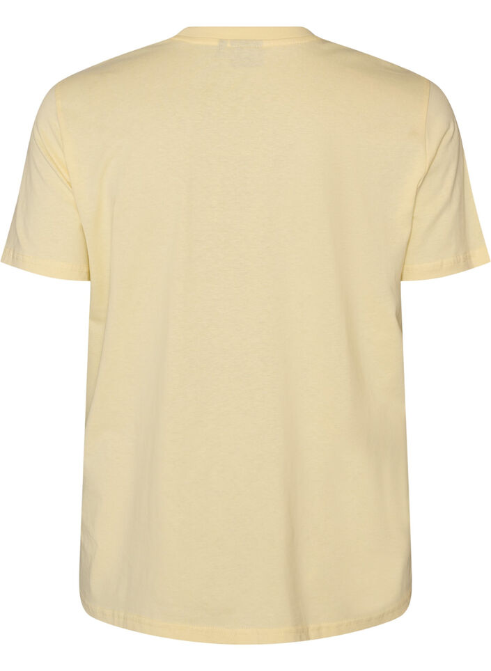 Basic katoenen T-shirt met ronde hals, Geel, Packshot image number 1
