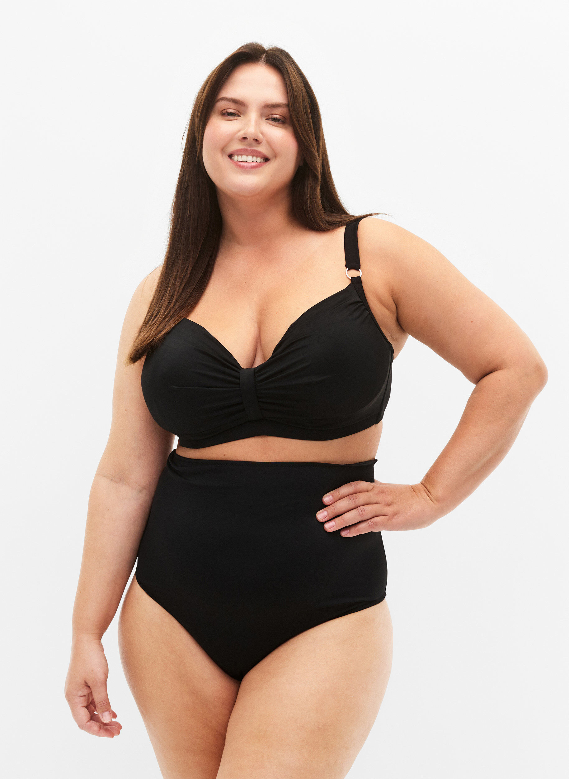 Zizzi Culotte bikini taille haute, Noir, Model image number 0