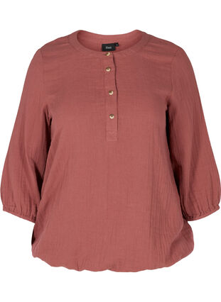 Katoenen blouse met knopen en 3/4-mouwen, Wild Ginger, Packshot image number 0