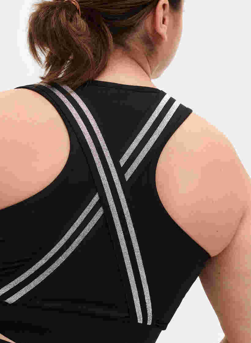 Soutien-gorge de sport à paillettes et dos croisé, Black w. SilverLurex, Model image number 2