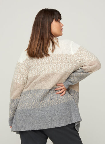 Cardigan en maille à rayures, Iron comb, Model image number 1