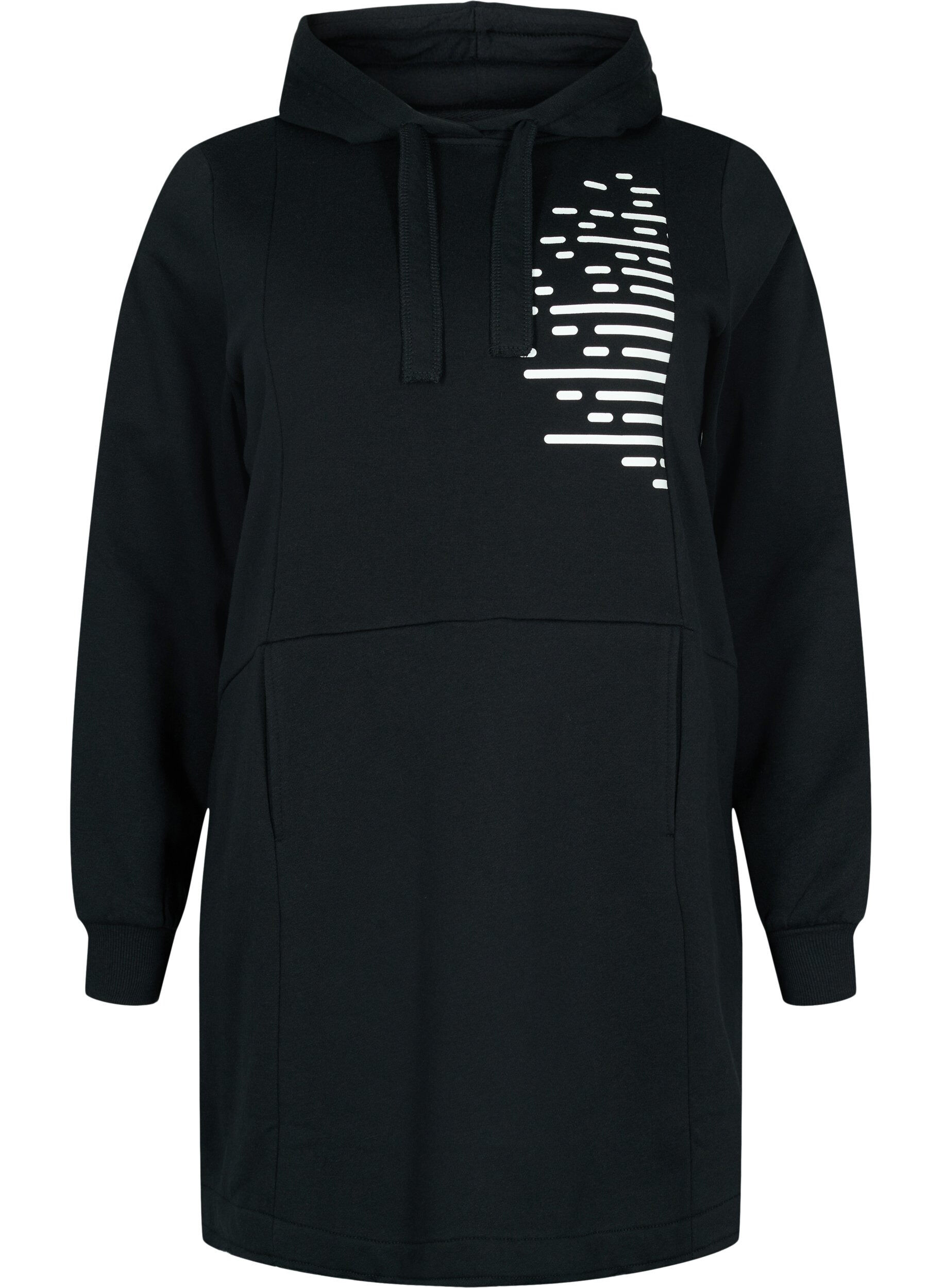 Zizzi Sweat-shirt long avec capuche et poches, Black, Packshot image number 0