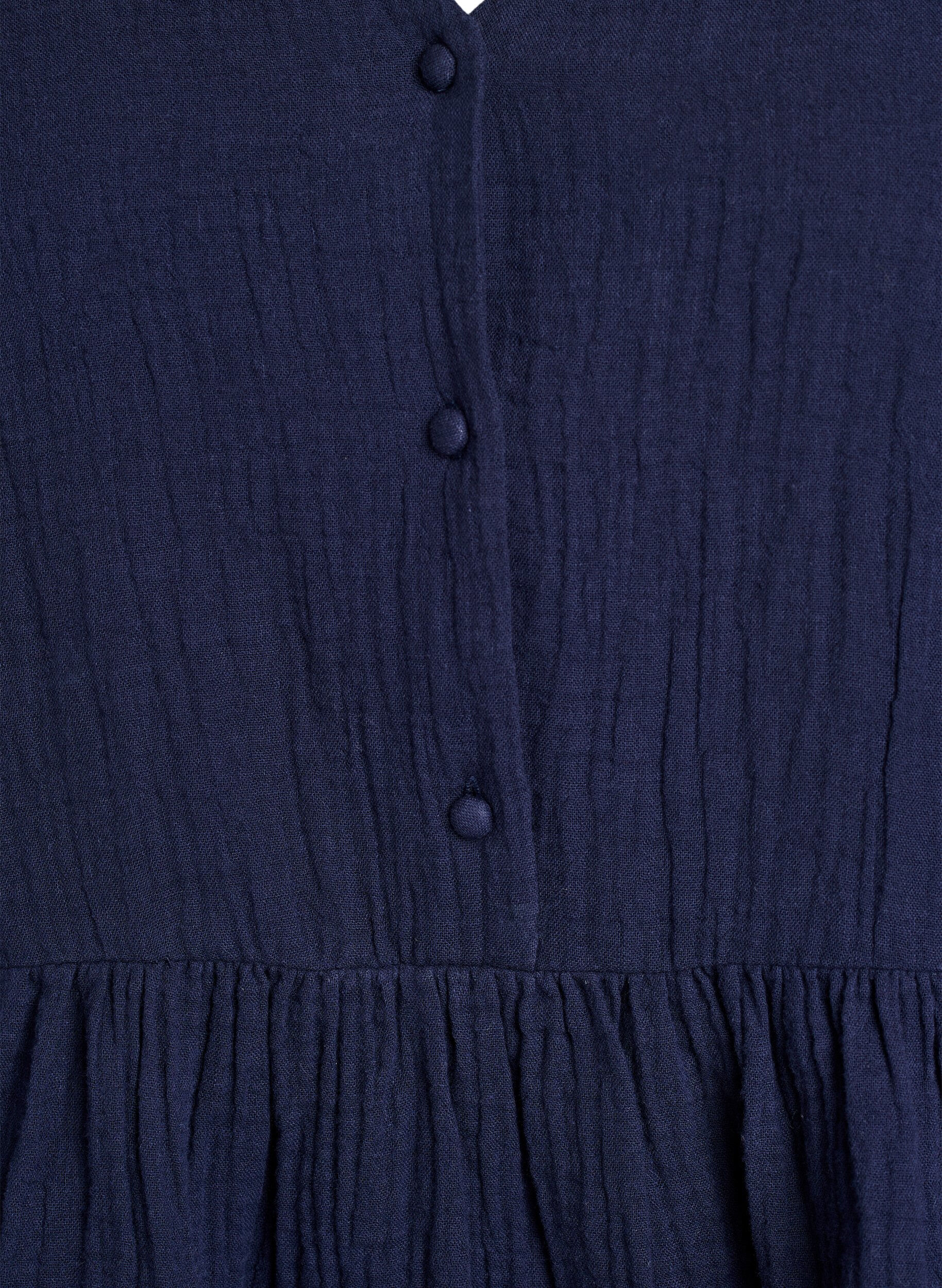 ZizziBlouse sans manches en mousseline de coton avec volants, Bleu, Packshot image number 2