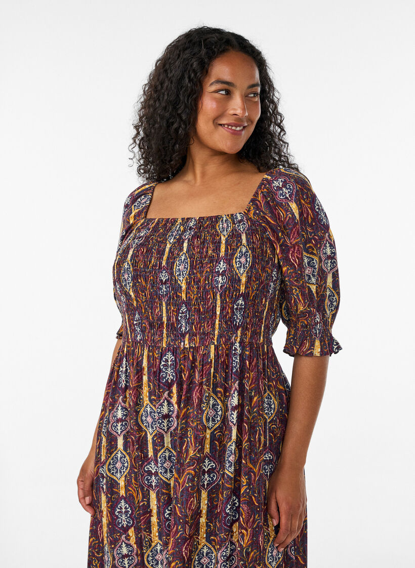 Robe d'&eacute;t&eacute; en viscose &agrave; imprim&eacute; paisley, Violet, Model image number 2