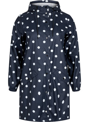Veste de pluie à motif avec capuche, Navy Blazer W/Dots, Packshot image number 0