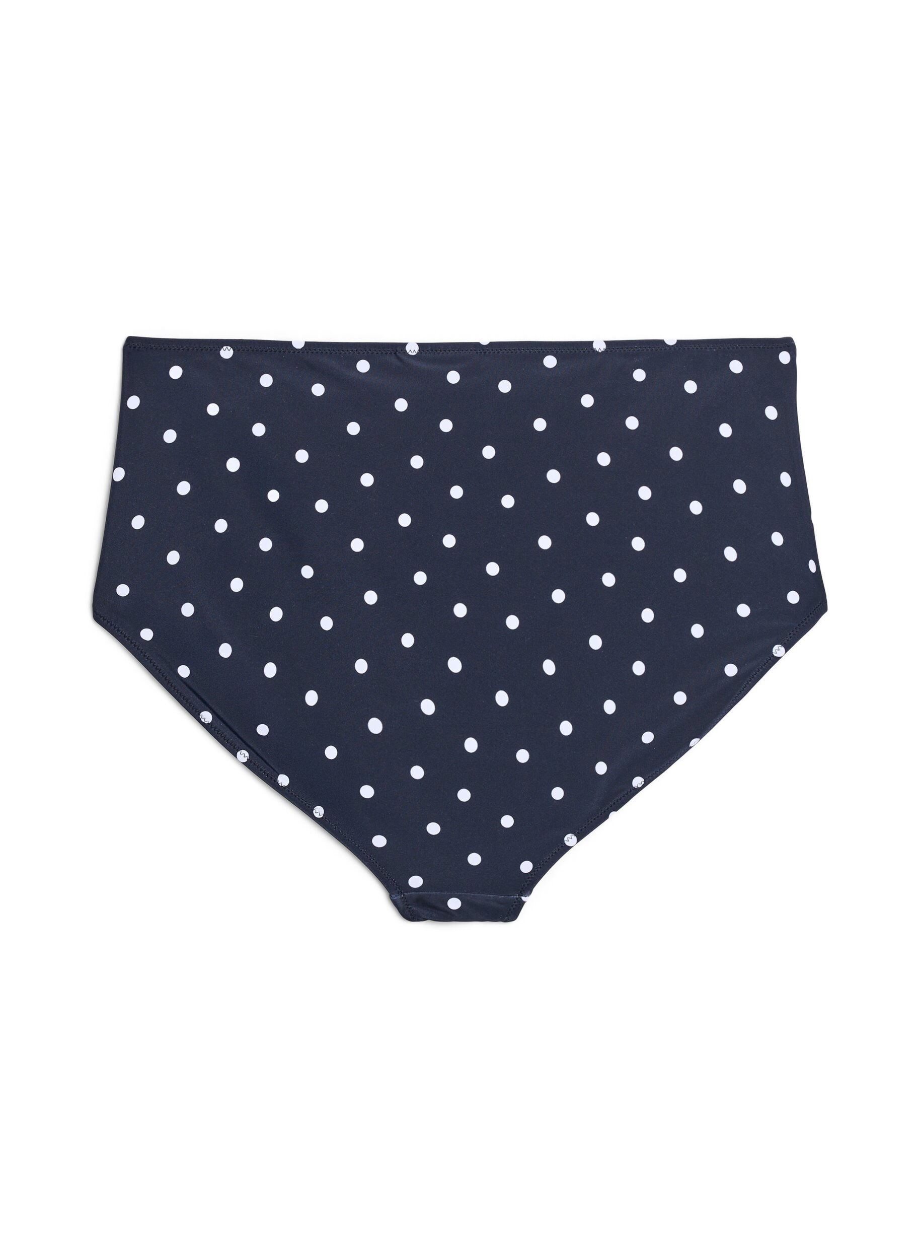 ZizziCulotte de bikini taille haute &agrave; pois, Noir, Packshot image number 1